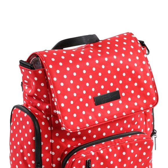 JuJuBe Black Ruby Be Sporty Backpack Red Polka Dot Messenger Strap Change Pad - Picture 15 of 16